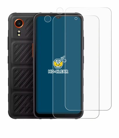 Image de l'appareil Samsung Galaxy XCover 7 (Avant+Caméra) avec une grande variété de protections d'écran.