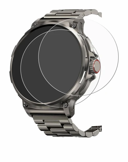 Image de l'appareil Tesofit Smartwatch 1.85" (rond) avec une grande variété de protections d'écran.