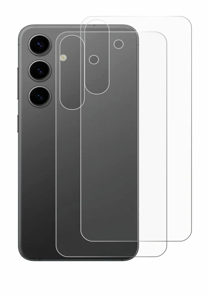 Image de l'appareil Samsung Galaxy S24 Plus (Arrière) avec une grande variété de protections d'écran.