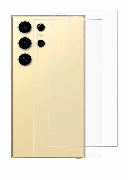 Image de l'appareil Samsung Galaxy S24 Ultra (Arrière) avec une grande variété de protections d'écran.