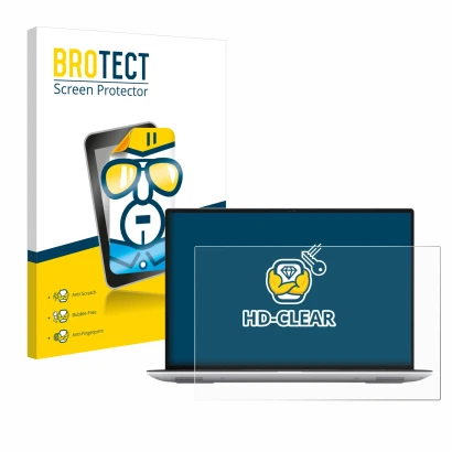 Face avant d’un emballage produit avec le logo de la marque BROTECT. À côté, l’appareil Dell Precision 5480 Non-Touch est repr