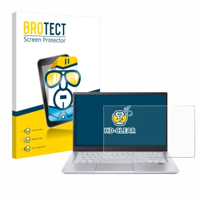 Face avant d’un emballage produit avec le logo de la marque BROTECT. À côté, l’appareil Acer Swift X 14 SFX14-72G Non-Touch es