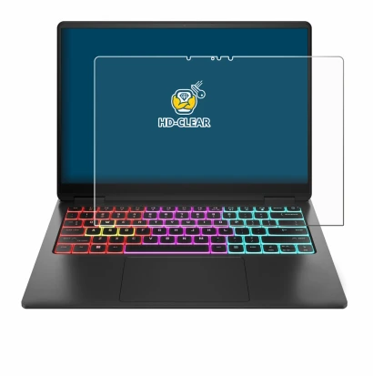 Image de l'appareil HP Omen Transcend 14 avec une grande variété de protections d'écran.