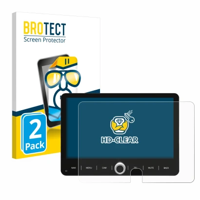 Face avant d’un emballage produit avec le logo de la marque BROTECT. À côté, l’appareil Dynavin D9-T5TP est représenté avec la