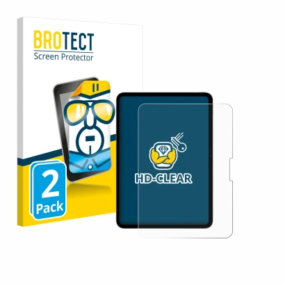 Face avant d’un emballage produit avec le logo de la marque BROTECT. À côté, l’appareil Apple iPad Pro 11" 2024 est représenté