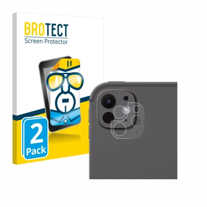 Face avant d’un emballage produit avec le logo de la marque BROTECT. À côté, l’appareil Apple iPad Pro 11" 2024 (Caméra UNIQUE