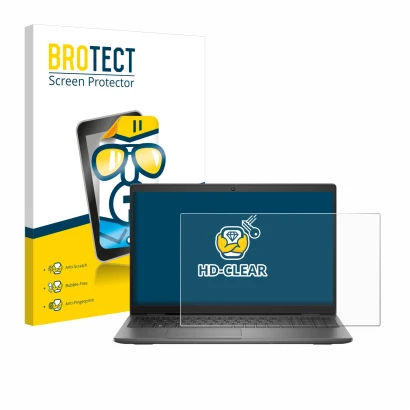 Face avant d’un emballage produit avec le logo de la marque BROTECT. À côté, l’appareil Dell Latitude 15 3540 est représenté a