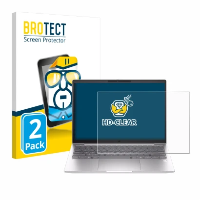 Face avant d’un emballage produit avec le logo de la marque BROTECT. À côté, l’appareil HP EliteBook 630 G11 est représenté av