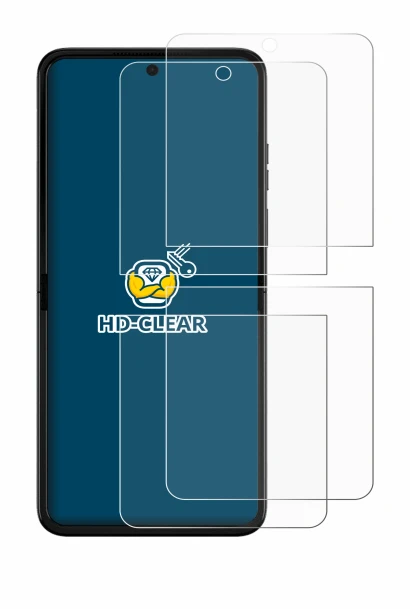 Image de l'appareil Motorola Razr 50 Ultra avec une grande variété de protections d'écran.
