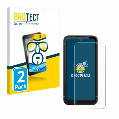 Face avant d’un emballage produit avec le logo de la marque BROTECT. À côté, l’appareil Gigaset GX4 Pro est représenté avec la