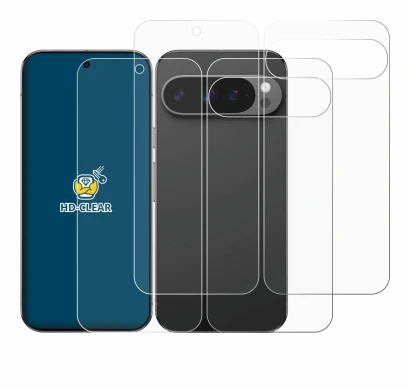 Image de l'appareil Google Pixel 9 Pro XL (Avant+Arrière) avec une grande variété de protections d'écran.