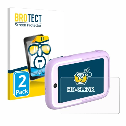 Face avant d’un emballage produit avec le logo de la marque BROTECT. À côté, l’appareil Myfirst Camera 50 est représenté avec