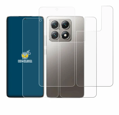 Image de l'appareil Xiaomi 14T (Avant+Arrière) avec une grande variété de protections d'écran.