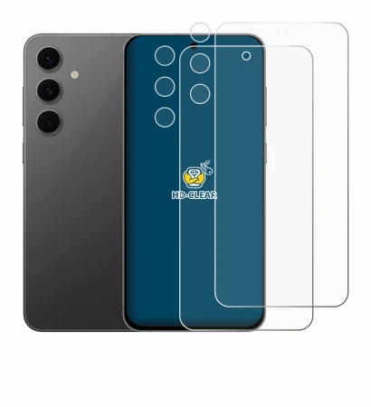 Image de l'appareil Samsung Galaxy S24 FE (Avant+Caméra) avec une grande variété de protections d'écran.