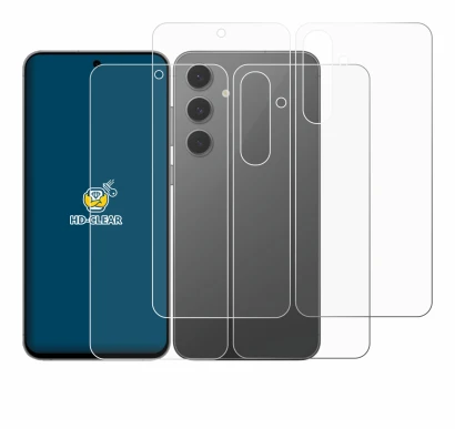 Image de l'appareil Samsung Galaxy S24 FE (Avant+Arrière) avec une grande variété de protections d'écran.