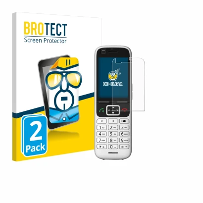 Face avant d’un emballage produit avec le logo de la marque BROTECT. À côté, l’appareil Unify OpenScape S6 est représenté avec