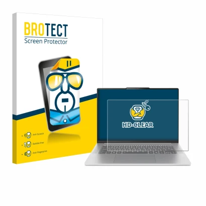 Face avant d’un emballage produit avec le logo de la marque BROTECT. À côté, l’appareil Lenovo IdeaPad Slim 5 Gen 10 15" est r