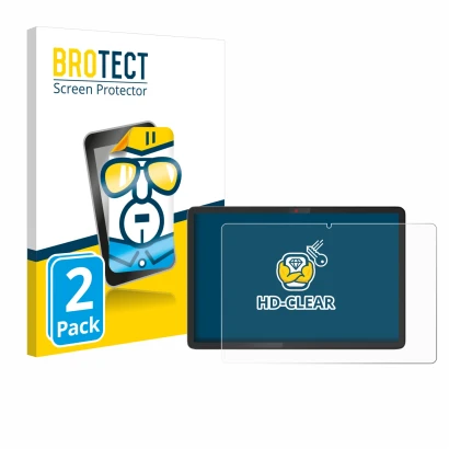 Face avant d’un emballage produit avec le logo de la marque BROTECT. À côté, l’appareil Lenovo Chromebook Duet 11M889 est repr