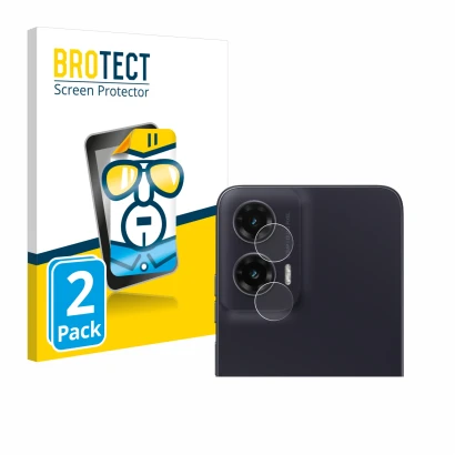 Face avant d’un emballage produit avec le logo de la marque BROTECT. À côté, l’appareil Motorola Moto G35 (Caméra UNIQUEMENT) 