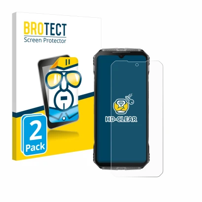 Face avant d’un emballage produit avec le logo de la marque BROTECT. À côté, l’appareil Doogee S Cyber est représenté avec la 
