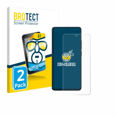 Face avant d’un emballage produit avec le logo de la marque BROTECT. À côté, l’appareil Xiaomi Poco X7 Pro est représenté avec