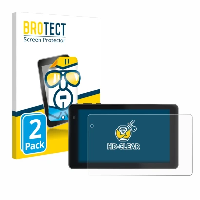 Face avant d’un emballage produit avec le logo de la marque BROTECT. À côté, l’appareil Lisciani Mio Tab 7 est représenté avec
