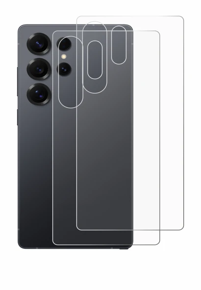 Image de l'appareil Samsung Galaxy S25 Ultra (Arrière) avec une grande variété de protections d'écran.