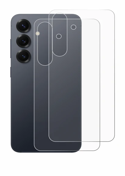 Image de l'appareil Samsung Galaxy S25 (Arrière) avec une grande variété de protections d'écran.