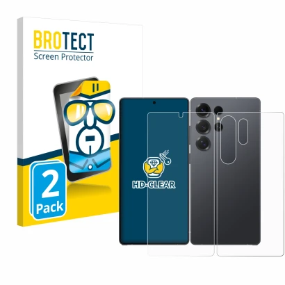 Face avant d’un emballage produit avec le logo de la marque BROTECT. À côté, l’appareil Samsung Galaxy S25 Ultra Enterprise Ed