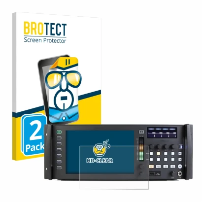 Face avant d’un emballage produit avec le logo de la marque BROTECT. À côté, l’appareil Behringer Wing Rack est représenté ave