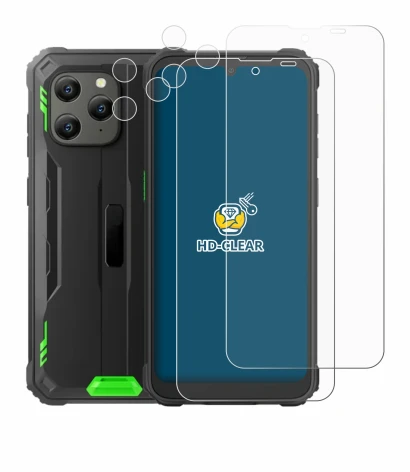 Image de l'appareil Blackview BV5300 Plus (Avant+Caméra) avec une grande variété de protections d'écran.