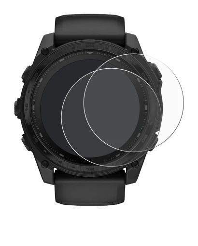 Image de l'appareil Garmin Tactix 8 Solar (51 mm) avec une grande variété de protections d'écran.