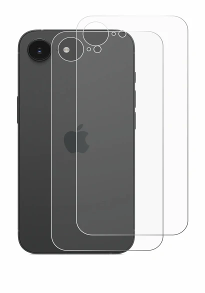 Image de l'appareil Apple iPhone 16e (Arrière) avec une grande variété de protections d'écran.