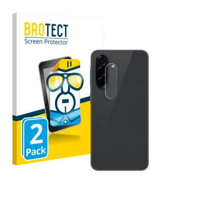 Face avant d’un emballage produit avec le logo de la marque BROTECT. À côté, l’appareil Samsung Galaxy A36 5G (Caméra UNIQUEME