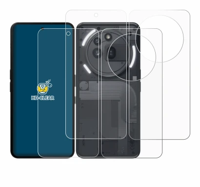 Image de l'appareil Nothing Phone (3a) Pro (Avant+Arrière) avec une grande variété de protections d'écran.