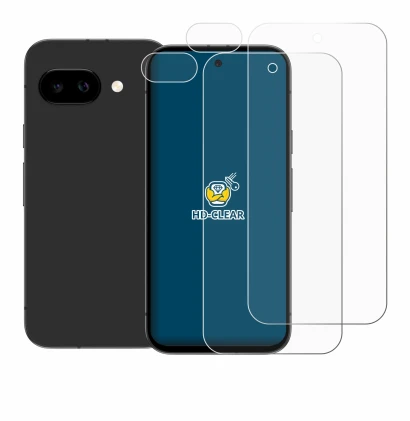 Image de l'appareil Google Pixel 9a (Avant+Caméra) avec une grande variété de protections d'écran.