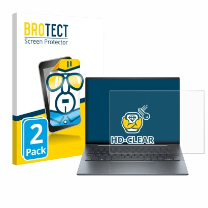 Face avant d’un emballage produit avec le logo de la marque BROTECT. À côté, l’appareil HP Dragonfly 13.5" G4 Non-Touch est re