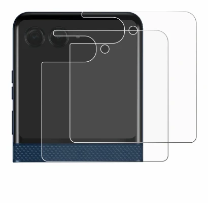 Image de l'appareil Motorola Razr 60 (Affichage arrière) avec une grande variété de protections d'écran.