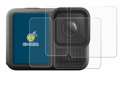 Image de l'appareil GoPro Hero 13 Black Ultra Wide Edition avec une grande variété de protections d'écran.