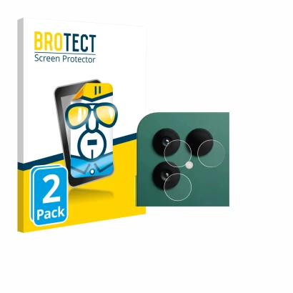 Face avant d’un emballage produit avec le logo de la marque BROTECT. À côté, l’appareil Fairphone 6 (Caméra UNIQUEMENT) est re