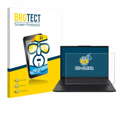 Face avant d’un emballage produit avec le logo de la marque BROTECT. À côté, l’appareil Lenovo ThinkPad L16 Gen 2 est représen