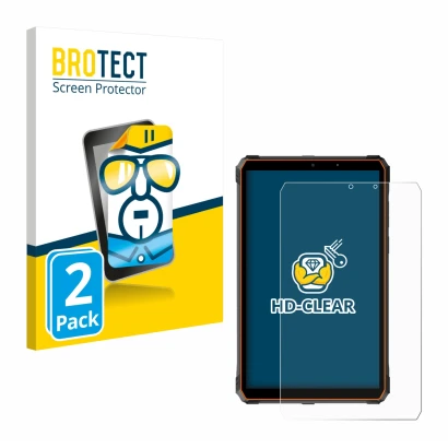 Face avant d’un emballage produit avec le logo de la marque BROTECT. À côté, l’appareil Blackview Active 5 est représenté avec