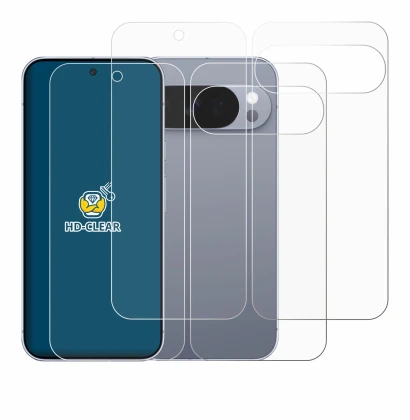 Image de l'appareil Google Pixel 10 Pro (Avant+Arrière) avec une grande variété de protections d'écran.