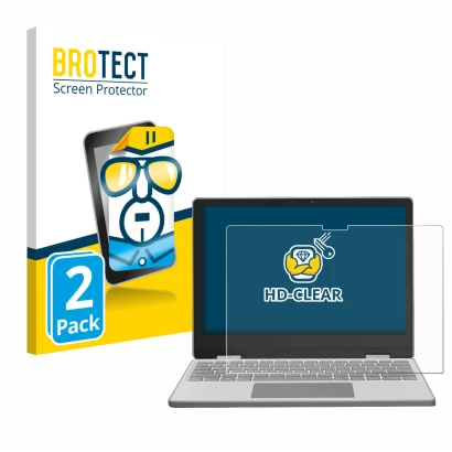 Face avant d’un emballage produit avec le logo de la marque BROTECT. À côté, l’appareil Framework Laptop 12 est représenté ave