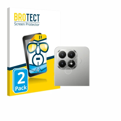 Face avant d’un emballage produit avec le logo de la marque BROTECT. À côté, l’appareil Xiaomi 15T (Caméra UNIQUEMENT) est rep