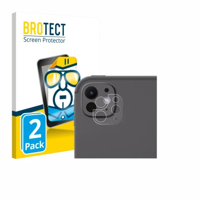 Face avant d’un emballage produit avec le logo de la marque BROTECT. À côté, l’appareil Apple iPad Pro 11" 2025 (Caméra UNIQUE