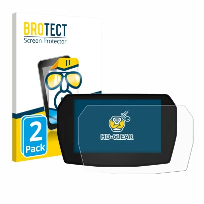 Face avant d’un emballage produit avec le logo de la marque BROTECT. À côté, l’appareil Ducati Streetfighter V2 2025 est repré