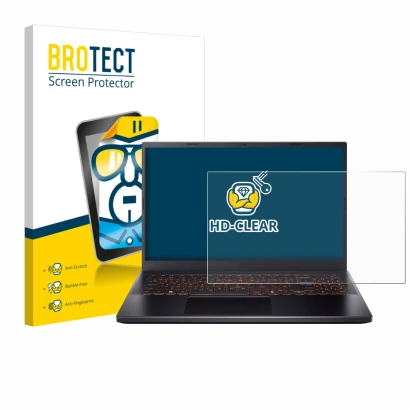 Face avant d’un emballage produit avec le logo de la marque BROTECT. À côté, l’appareil Acer Nitro V 15 est représenté avec la