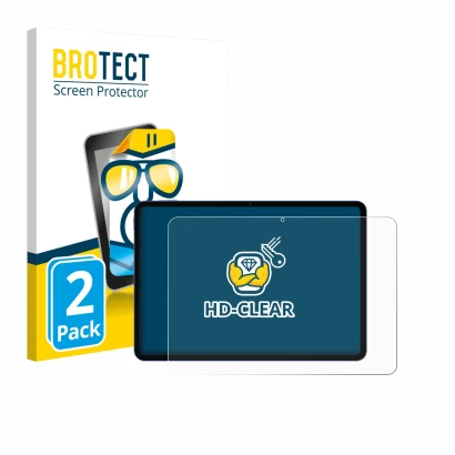 Face avant d’un emballage produit avec le logo de la marque BROTECT. À côté, l’appareil Xiaomi Poco Pad X1 est représenté avec