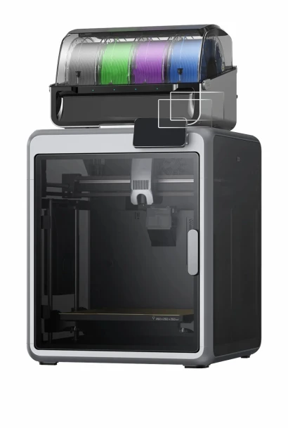 Image de l'appareil Creality K2 avec une grande variété de protections d'écran.